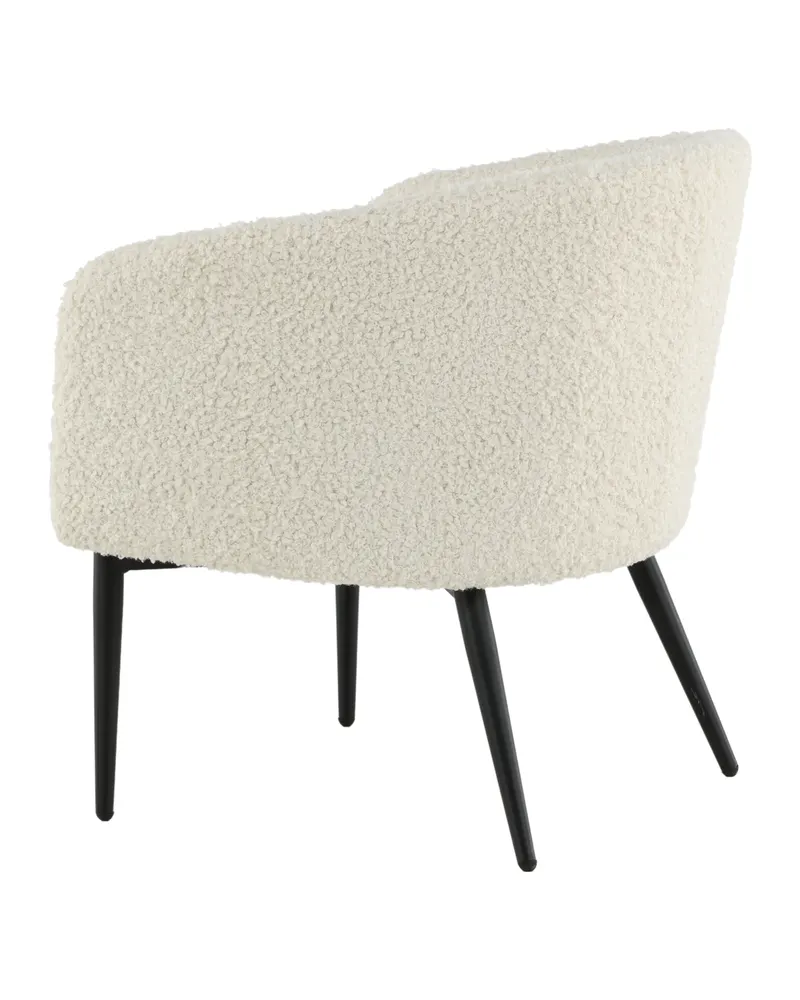 Fluffy Sessel aus Teddystoff in Weiß, Gestell Schwarz, Ansicht 5