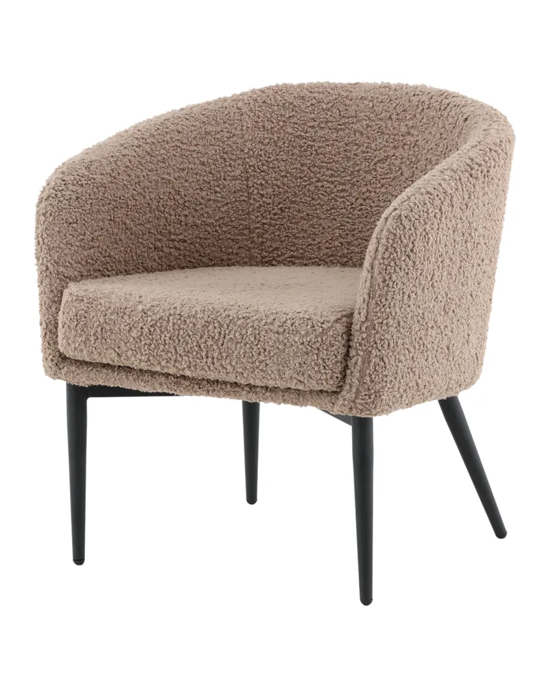 Fluffy Sessel aus Teddystoff in Braun, Gestell Schwarz, Ansicht 2