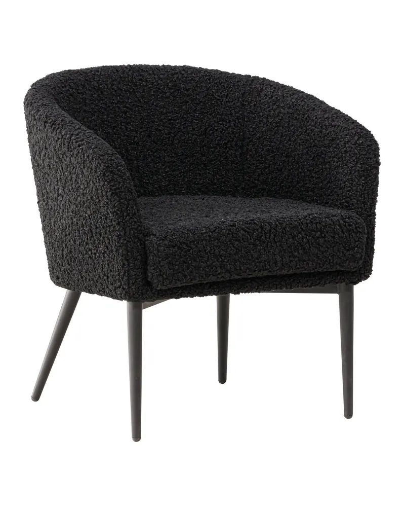 Fluffy Sessel aus Teddystoff in Schwarz, Ansicht 1