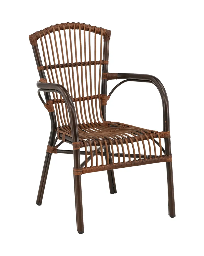 Galera Gartenstuhl mit Rattansitz und hohen Armlehnen