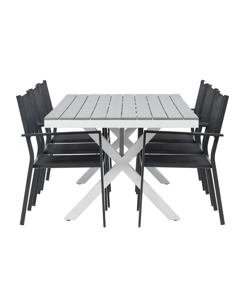Garcia & Copacabana Gartenmöbel-Set mit hellem Tisch und 6 Stühlen, Ansicht 7