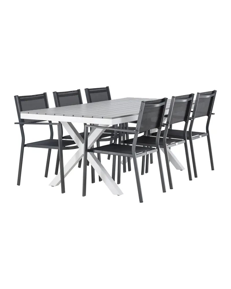 Garcia & Copacabana Gartenmöbel-Set mit hellem Tisch und 6 Stühlen, Ansicht 8