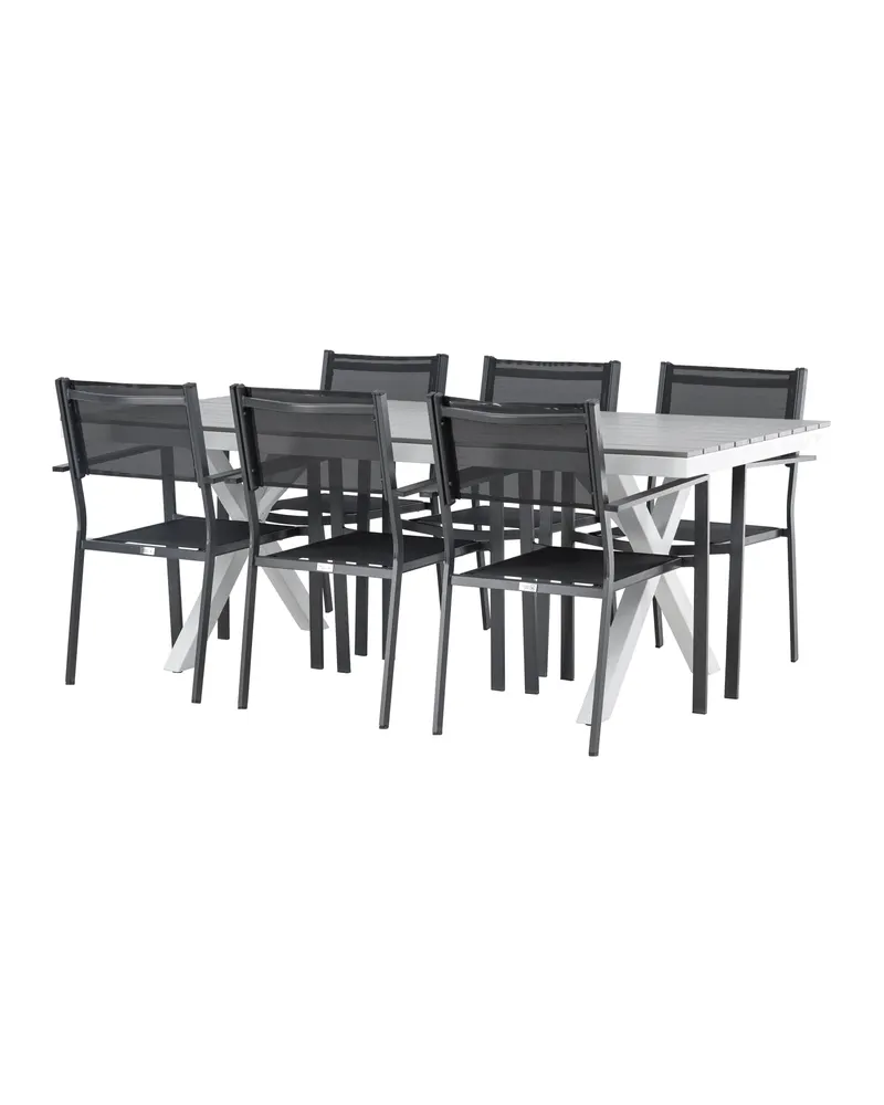 Garcia & Copacabana Gartenmöbel-Set mit hellem Tisch und 6 Stühlen, Ansicht 11