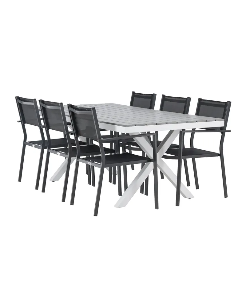 Garcia & Copacabana Gartenmöbel-Set mit hellem Tisch und 6 Stühlen, Ansicht 12