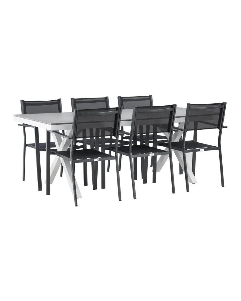 Garcia & Copacabana Gartenmöbel-Set mit hellem Tisch und 6 Stühlen, Ansicht 2