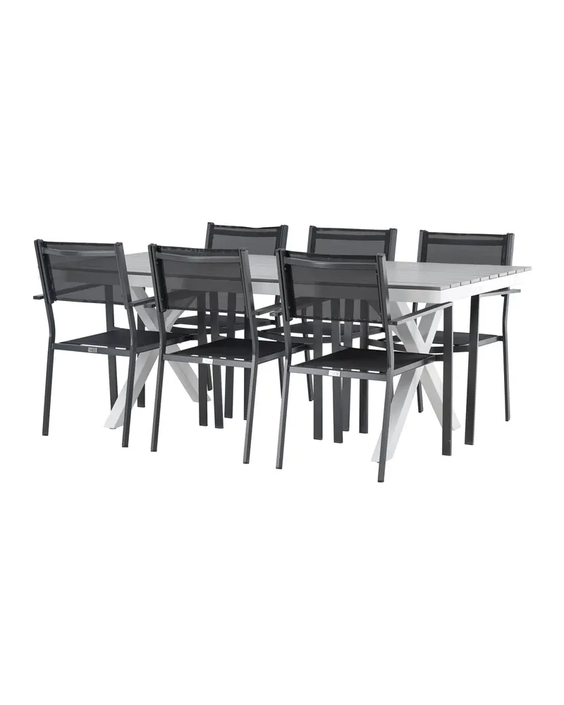 Garcia & Copacabana Gartenmöbel-Set mit hellem Tisch und 6 Stühlen, Ansicht 5