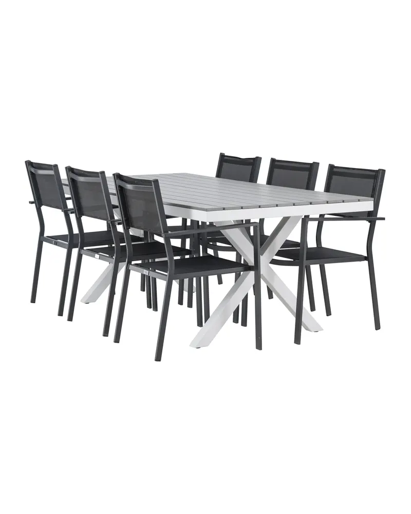Garcia & Copacabana Gartenmöbel-Set mit hellem Tisch und 6 Stühlen, Ansicht 6