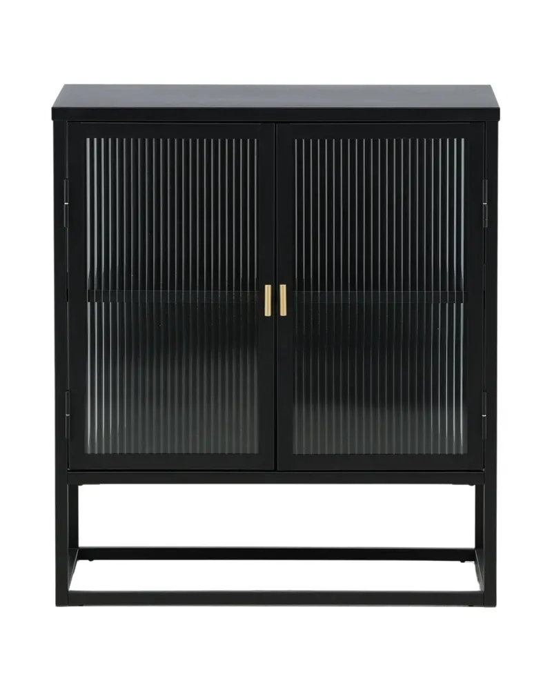 Garis Sideboard aus Stahl mit Glastüren in 40 × 80 × 70 cm, Schwarz, Ansicht 1