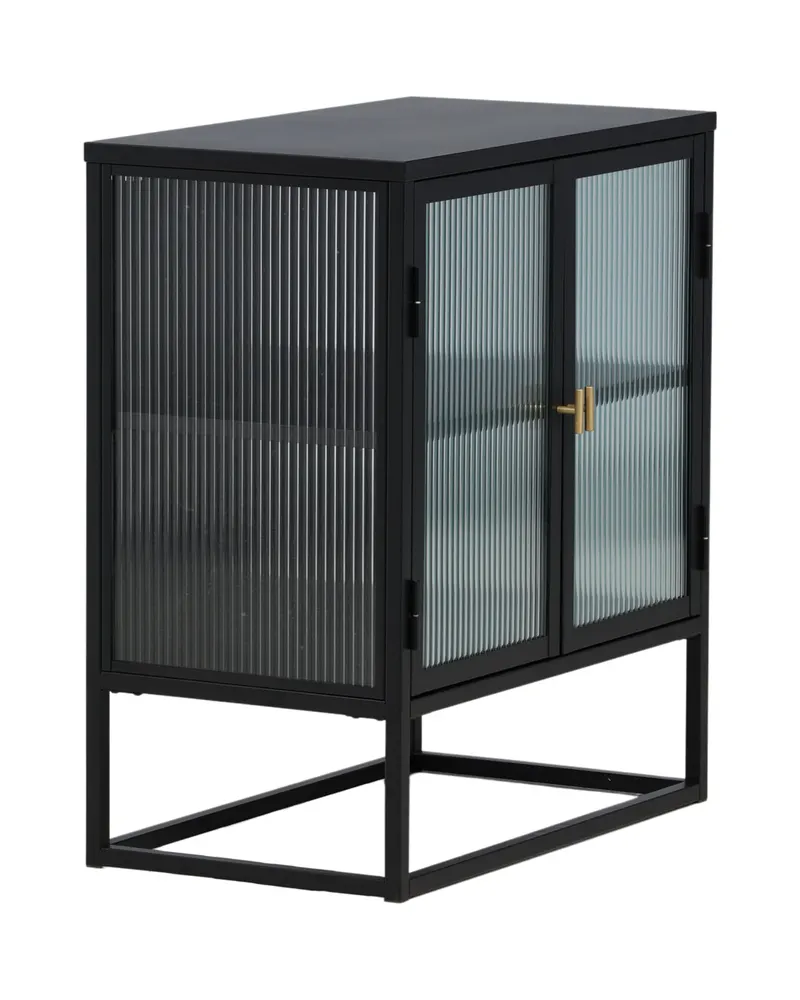 Garis Sideboard aus Stahl mit Glastüren in 40 × 80 × 70 cm, Schwarz, Ansicht 12