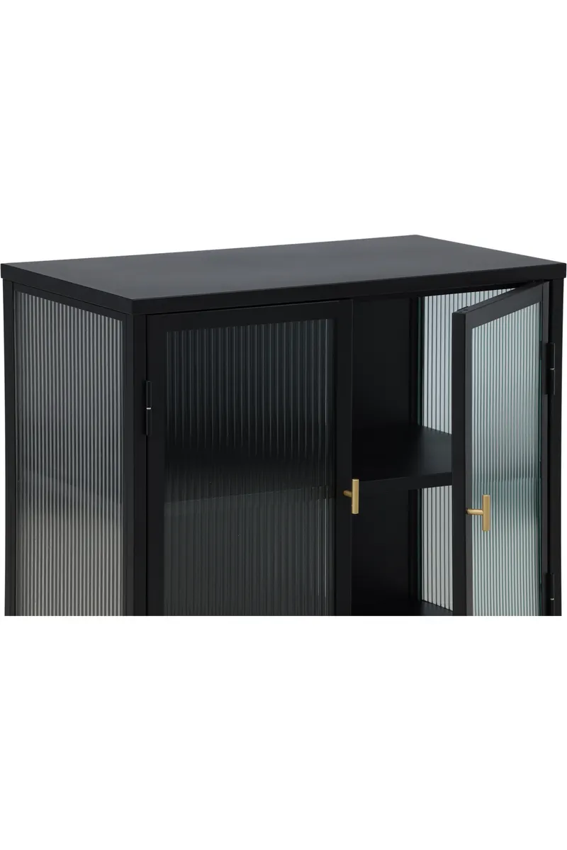 Garis Sideboard aus Stahl mit Glastüren in 40 × 80 × 70 cm, Schwarz, Ansicht 13