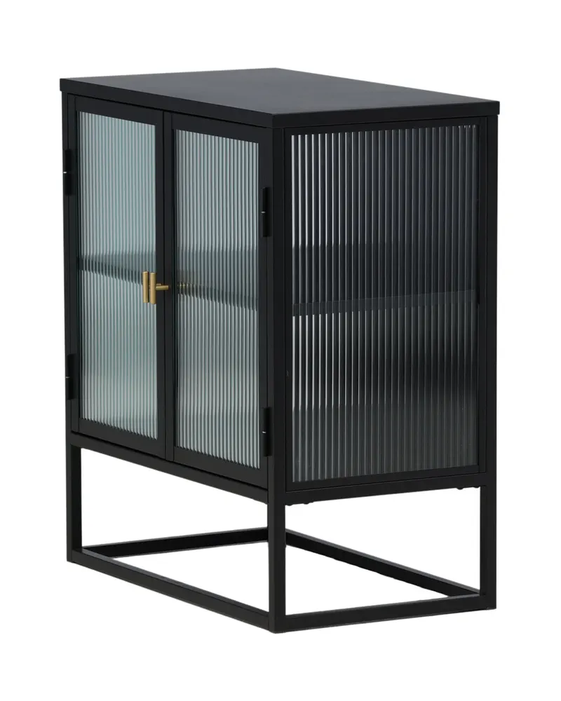 Garis Sideboard aus Stahl mit Glastüren in 40 × 80 × 70 cm, Schwarz, Ansicht 4