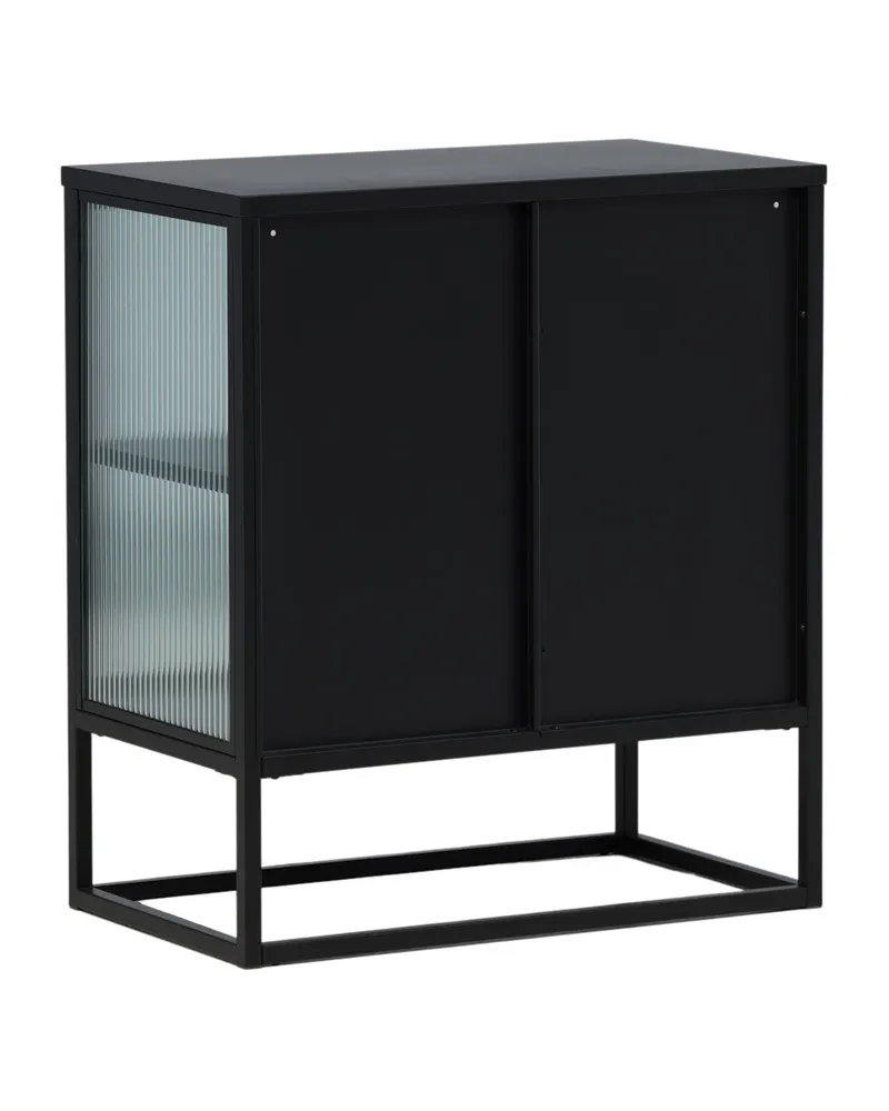 Garis Sideboard aus Stahl mit Glastüren in 40 × 80 × 70 cm, Schwarz, Ansicht 5