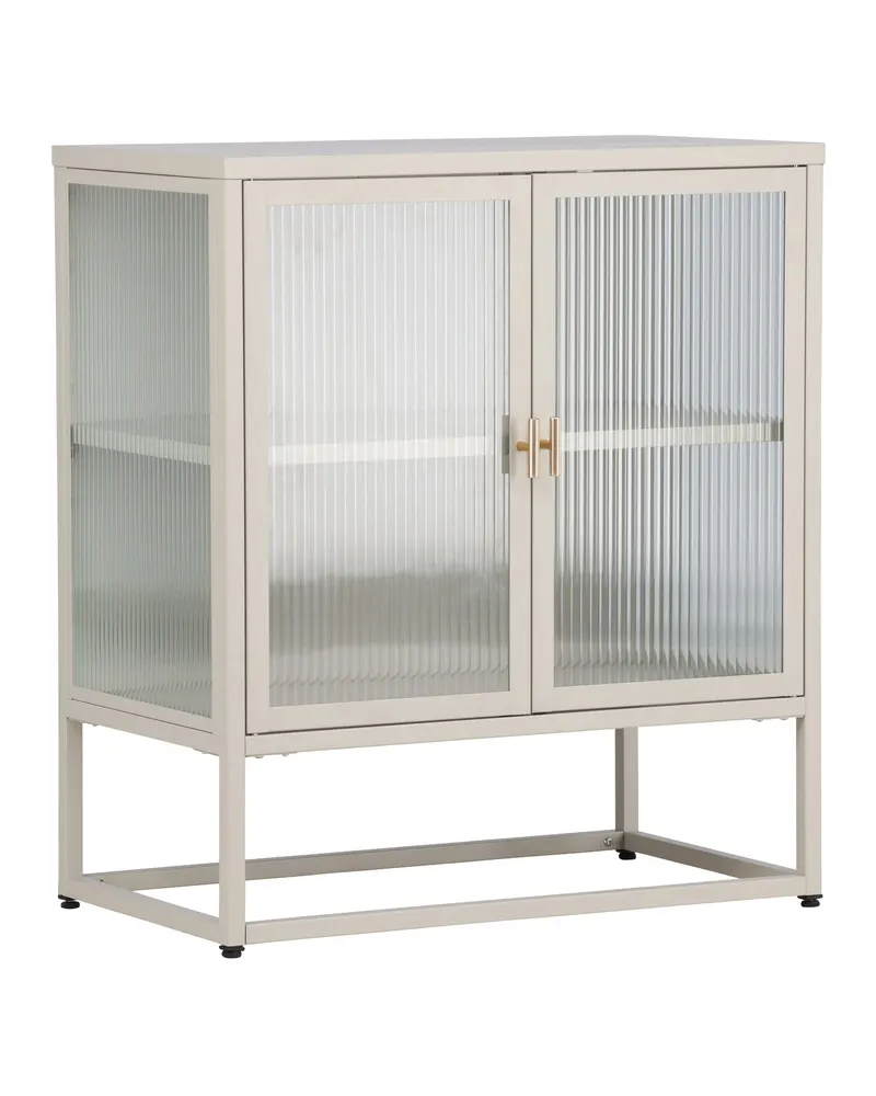 Garis Sideboard aus Stahl mit Glastüren in 40 × 80 × 70 cm, Beige, Ansicht 12