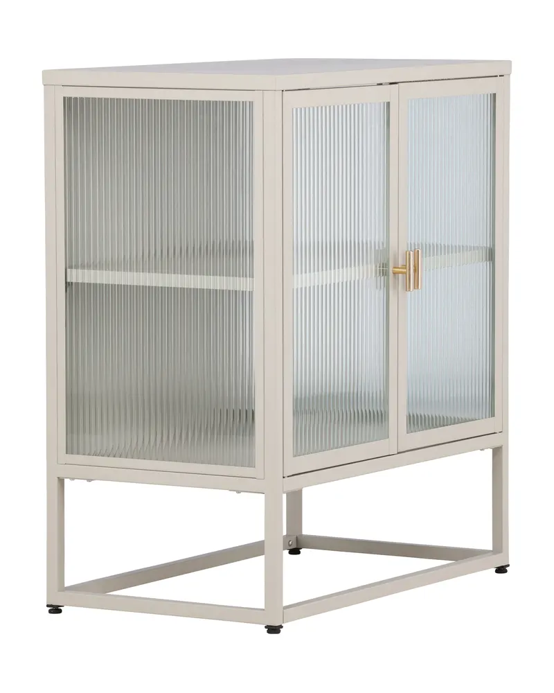 Garis Sideboard aus Stahl mit Glastüren in 40 × 80 × 70 cm, Beige, Ansicht 2