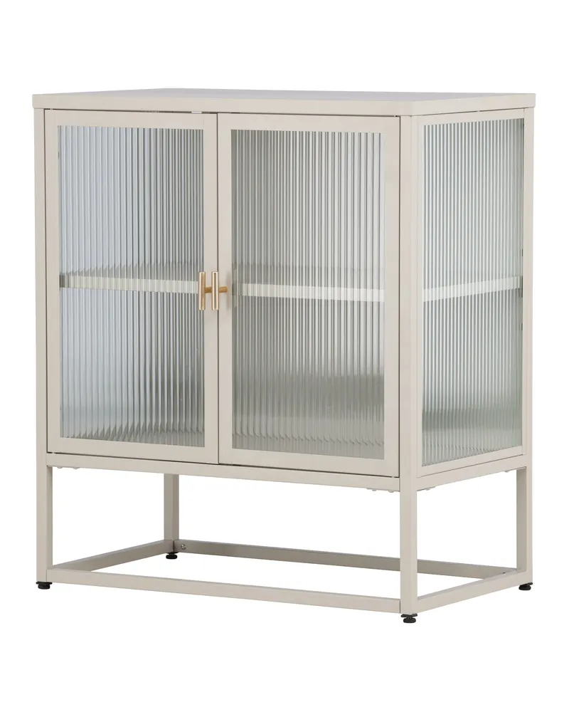 Garis Sideboard aus Stahl mit Glastüren in 40 × 80 × 70 cm, Beige, Ansicht 4