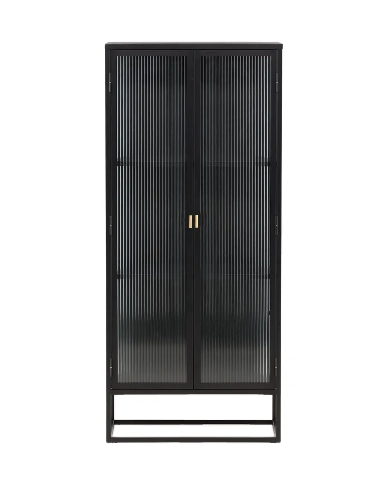 Garis Sideboard aus Stahl mit Glastüren in 40 × 160 × 70 cm, Schwarz, Ansicht 1