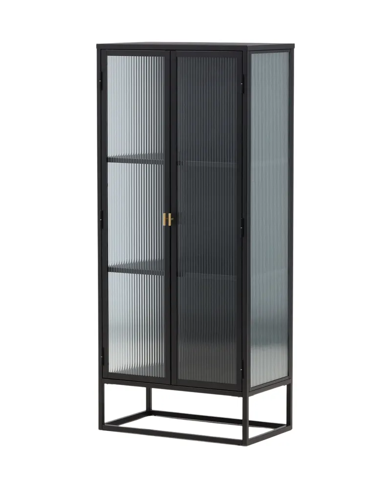 Garis Sideboard aus Stahl mit Glastüren in 40 × 160 × 70 cm, Schwarz, Ansicht 7
