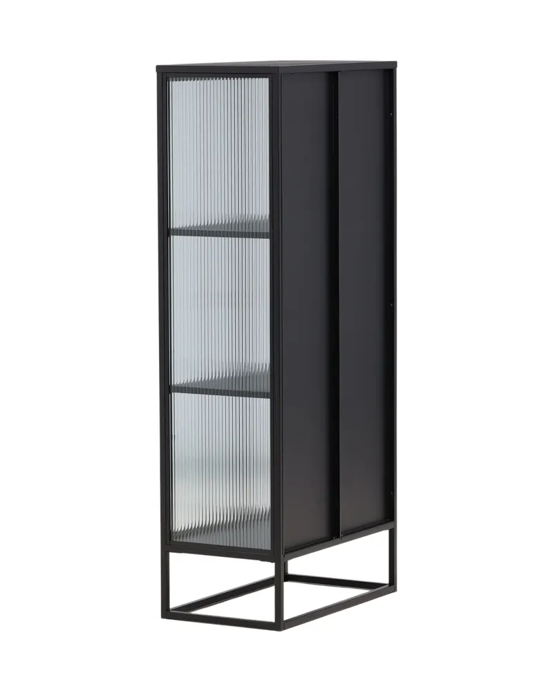 Garis Sideboard aus Stahl mit Glastüren in 40 × 160 × 70 cm, Schwarz, Ansicht 9