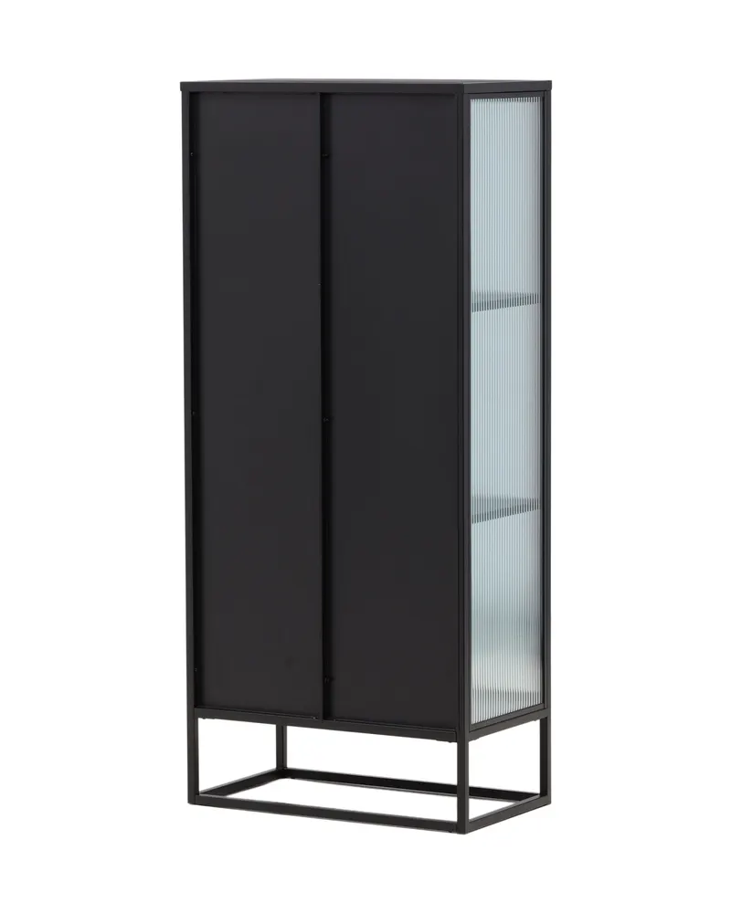 Garis Sideboard aus Stahl mit Glastüren in 40 × 160 × 70 cm, Schwarz, Ansicht 11