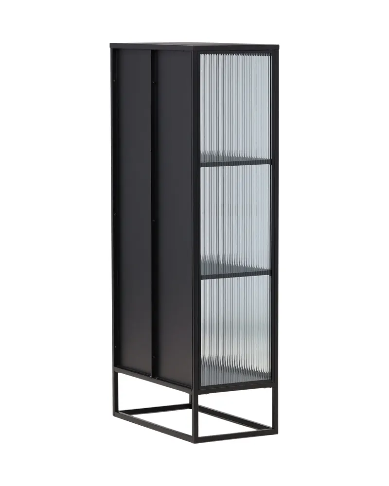Garis Sideboard aus Stahl mit Glastüren in 40 × 160 × 70 cm, Schwarz, Ansicht 12