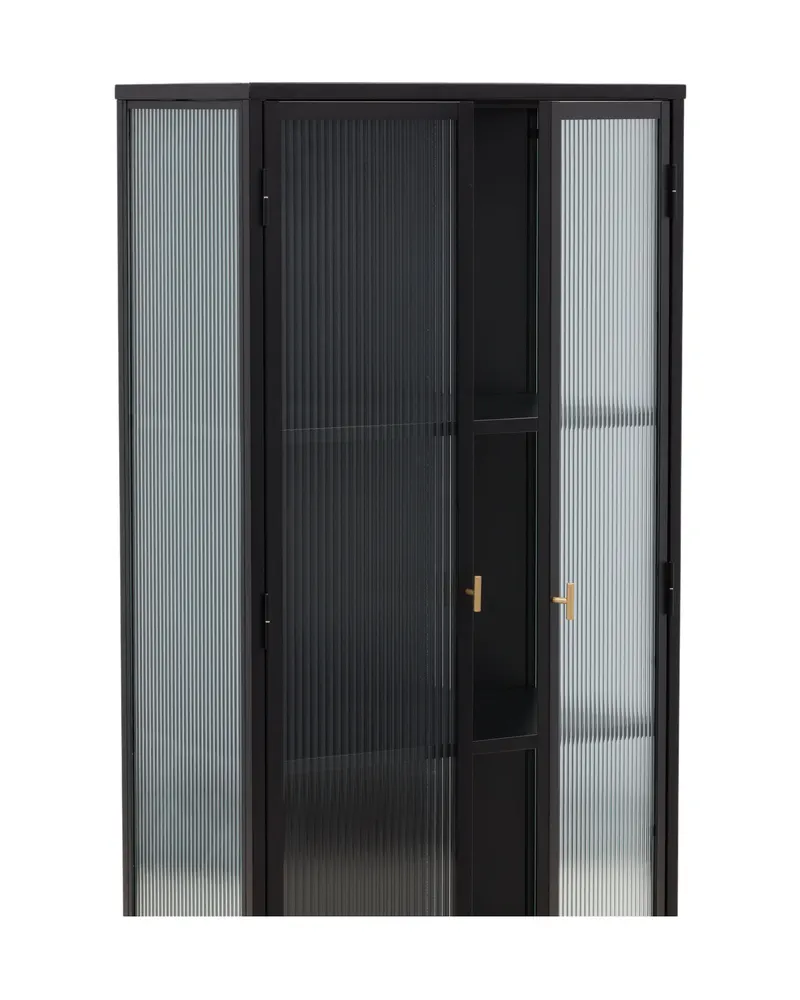 Garis Sideboard aus Stahl mit Glastüren in 40 × 160 × 70 cm, Schwarz, Ansicht 13