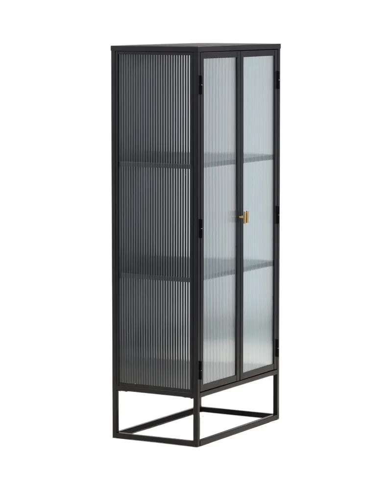 Garis Sideboard aus Stahl mit Glastüren in 40 × 160 × 70 cm, Schwarz, Ansicht 3