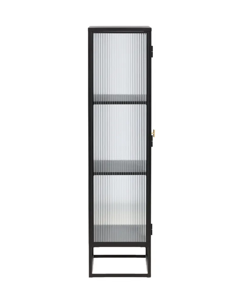 Garis Sideboard aus Stahl mit Glastüren in 40 × 160 × 70 cm, Schwarz, Ansicht 4