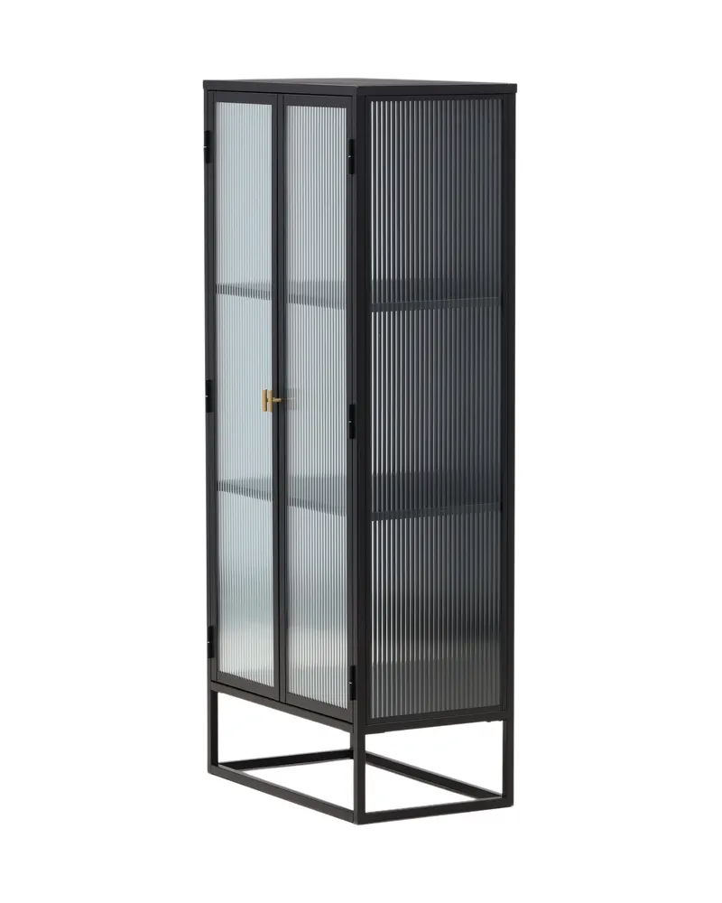 Garis Sideboard aus Stahl mit Glastüren in 40 × 160 × 70 cm, Schwarz, Ansicht 5
