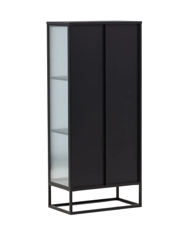 Garis Sideboard aus Stahl mit Glastüren in 40 × 160 × 70 cm, Schwarz, Ansicht 6