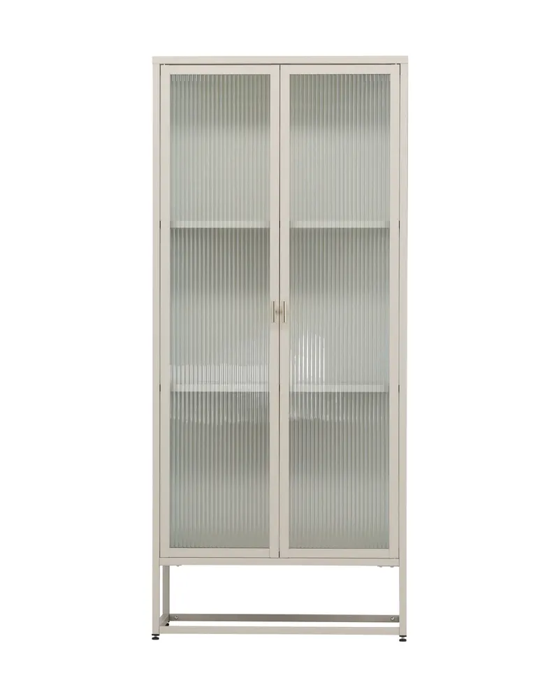 Garis Sideboard aus Stahl mit Glastüren in 40 × 160 × 70 cm, Beige, Ansicht 1