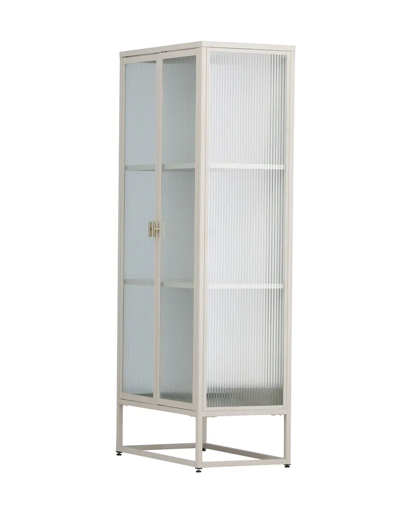 Garis Sideboard aus Stahl mit Glastüren in 40 × 160 × 70 cm, Beige, Ansicht 6