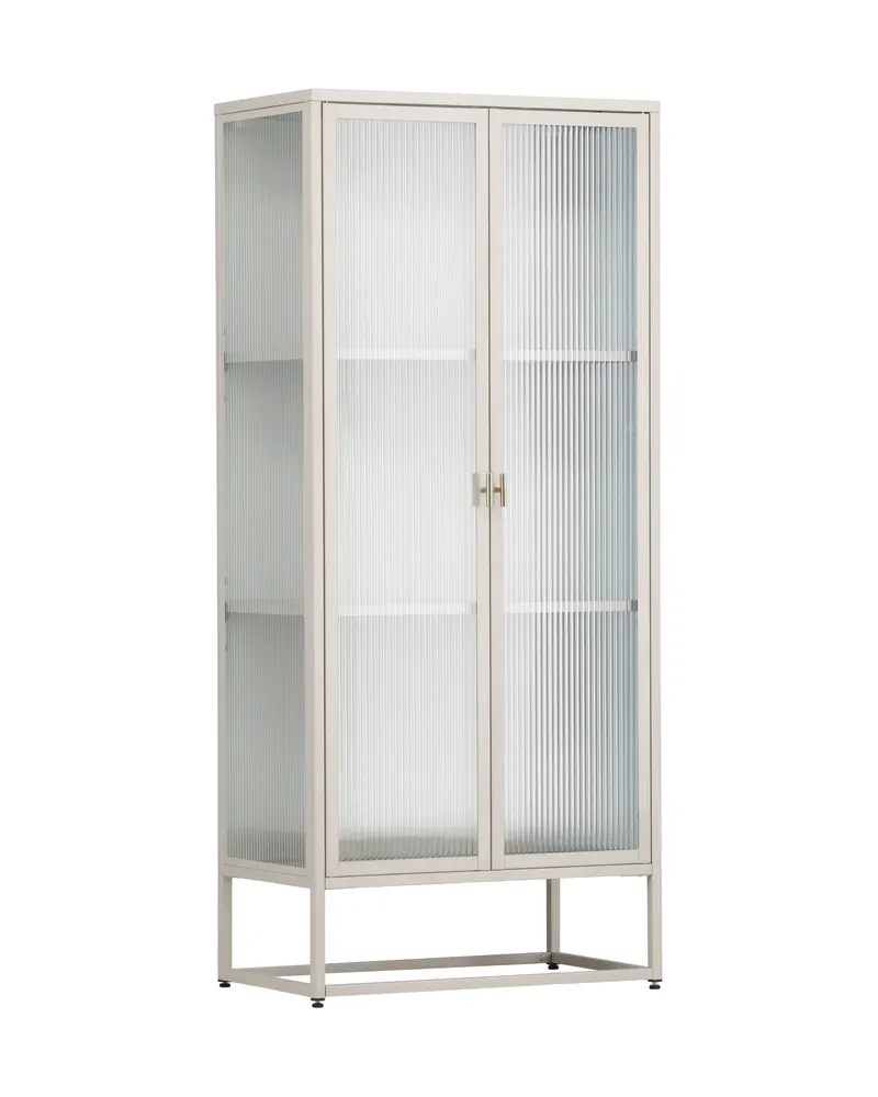 Garis Sideboard aus Stahl mit Glastüren in 40 × 160 × 70 cm, Beige, Ansicht 12