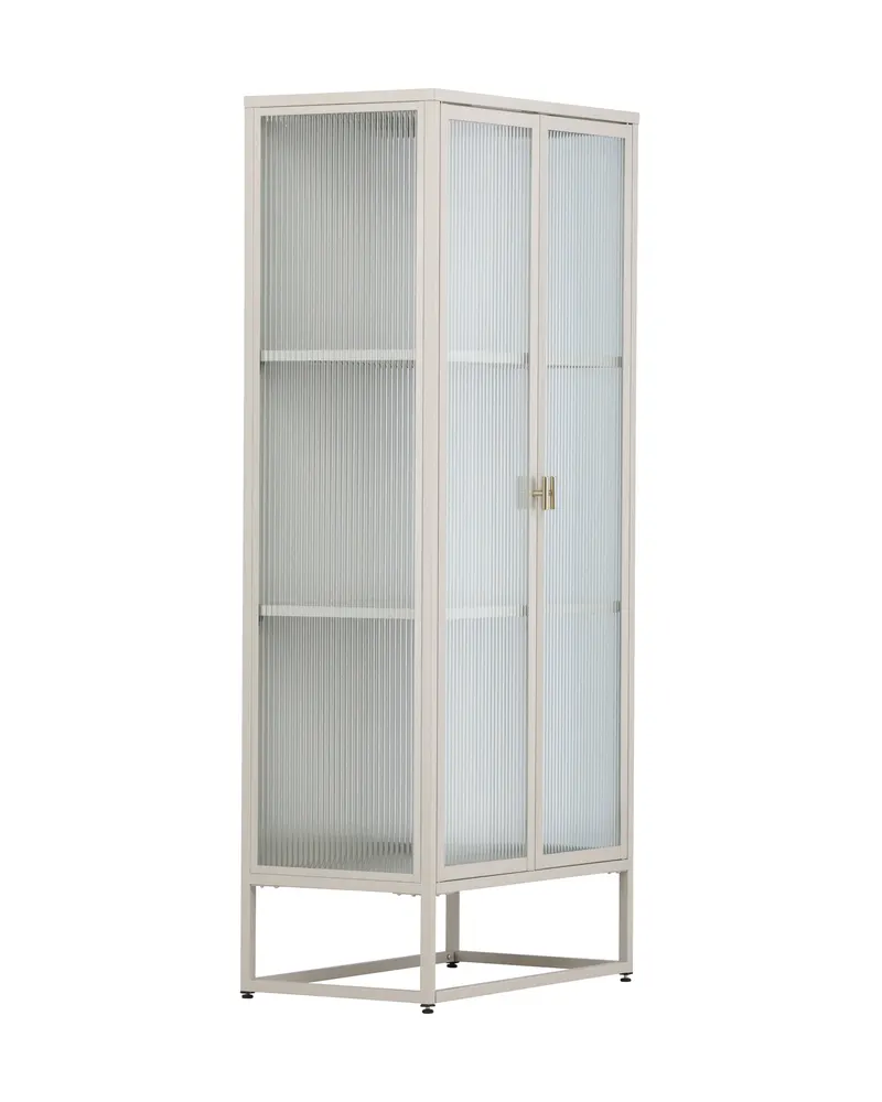 Garis Sideboard aus Stahl mit Glastüren in 40 × 160 × 70 cm, Beige, Ansicht 2