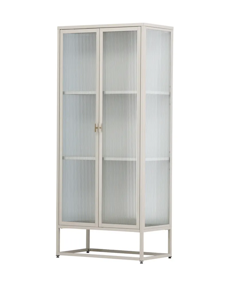 Garis Sideboard aus Stahl mit Glastüren in 40 × 160 × 70 cm, Beige, Ansicht 4
