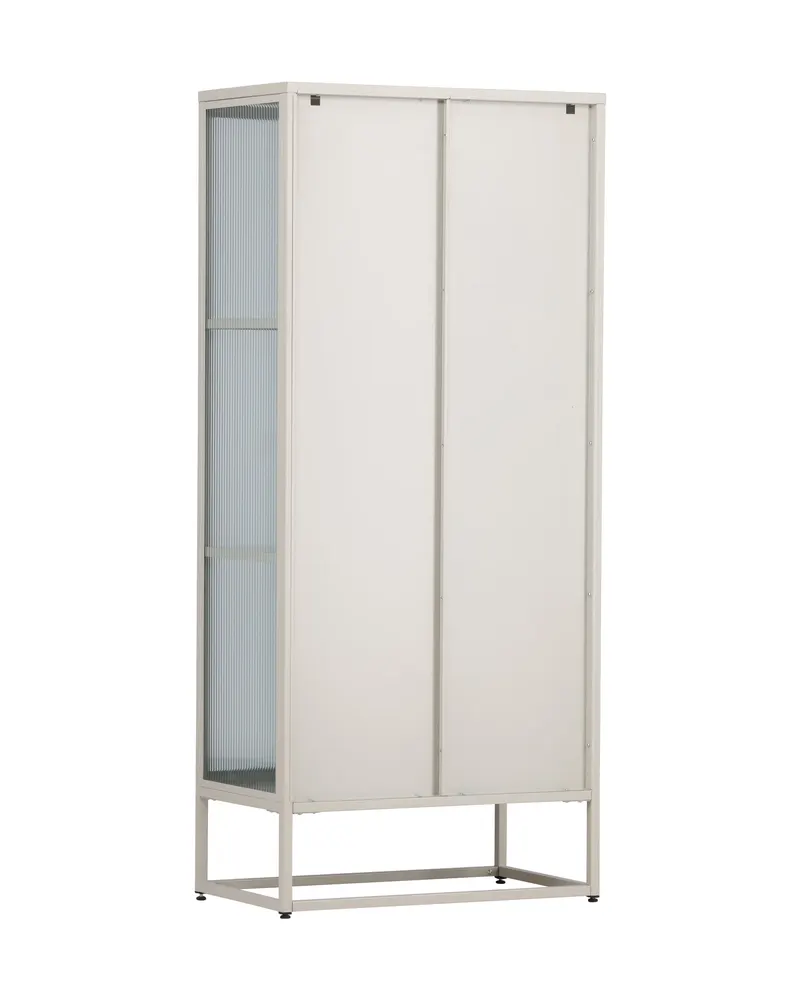 Garis Sideboard aus Stahl mit Glastüren in 40 × 160 × 70 cm, Beige, Ansicht 5