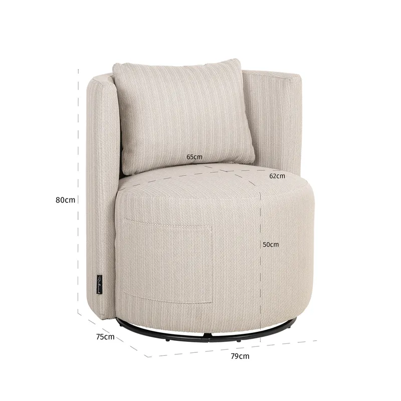 Gartenstuhl Marlin, Beige, drehbar von Richmond Interiors, Maßzeichnung 19