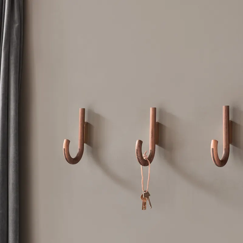 Gejst Hook Garderobenhaken aus Walnussholz und Stahl, Walnuss / Messing, Tiefe 12,8 × Breite 2 × Höhe 19 cm, Ansicht 4
