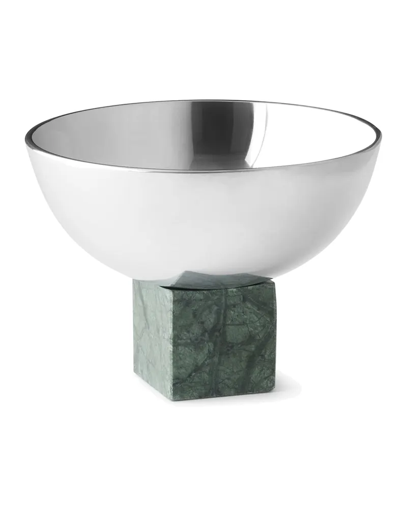 Sapoto Schale aus poliertem Aluminium und Marmor, Grün