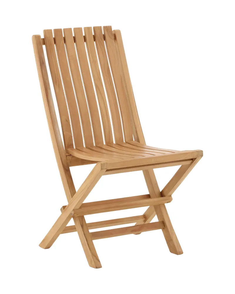 Ghana klappbarer Gartenstuhl aus Teak mit Lattenlehne, Natur