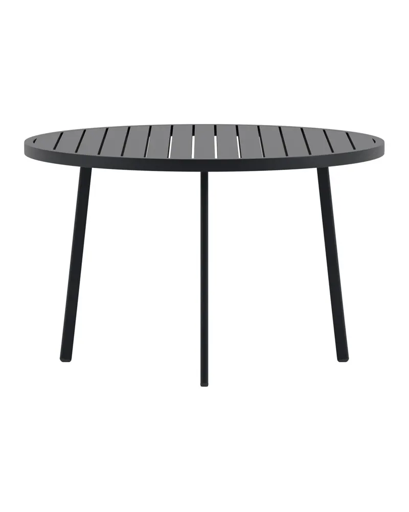 Giardini runder Gartentisch Ø 120 cm, Lamellenplatte auf drei Beinen, Schwarz