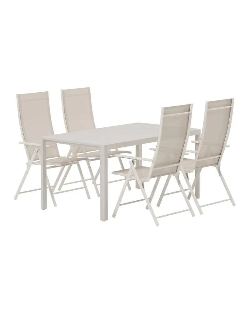 Giardini & Levanzo Gartenmöbel-Set eckig, 150 × 85 cm, 4 Klappstühle, Beige