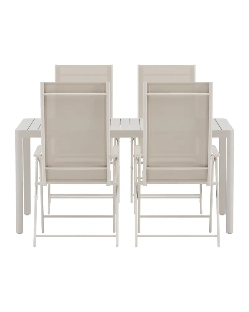 Giardini & Levanzo Gartenmöbel-Set eckig mit 4 Klappstühlen in Beige, Ansicht 2