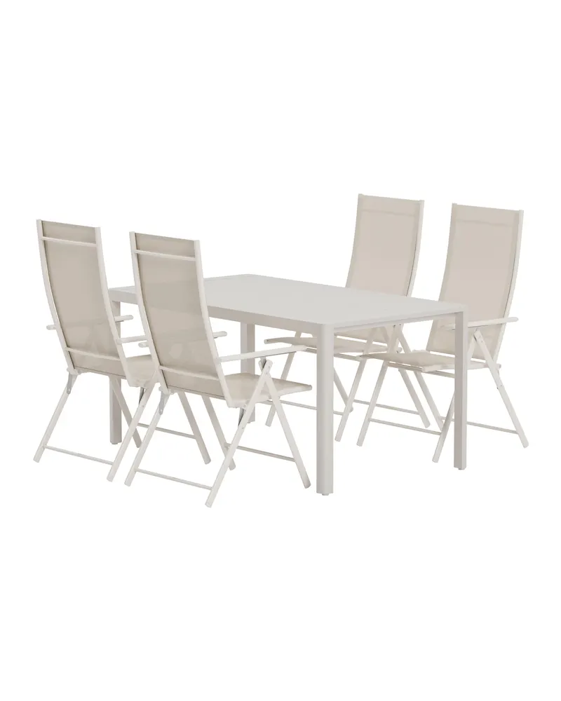 Giardini & Levanzo Gartenmöbel-Set eckig mit 4 Klappstühlen in Beige, Ansicht 3