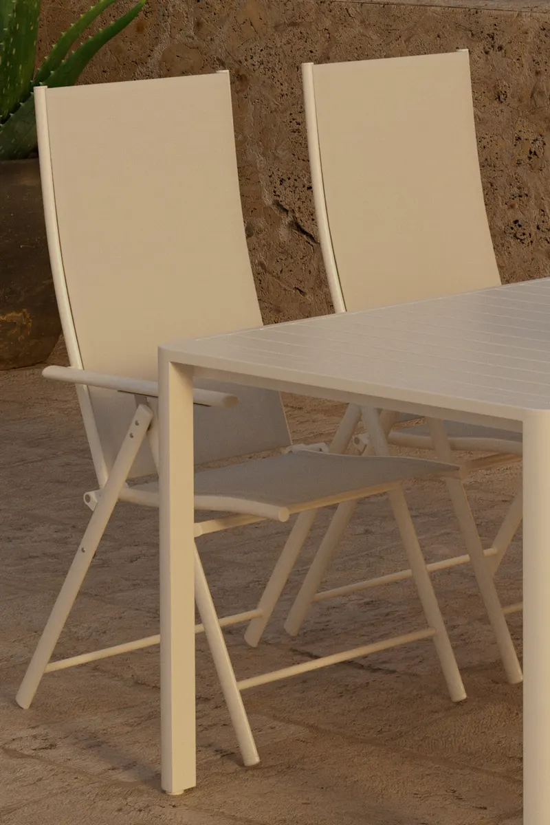 Giardini & Levanzo Gartenmöbel-Set eckig mit 4 Klappstühlen in Beige, im Wohnraum, Ansicht 2