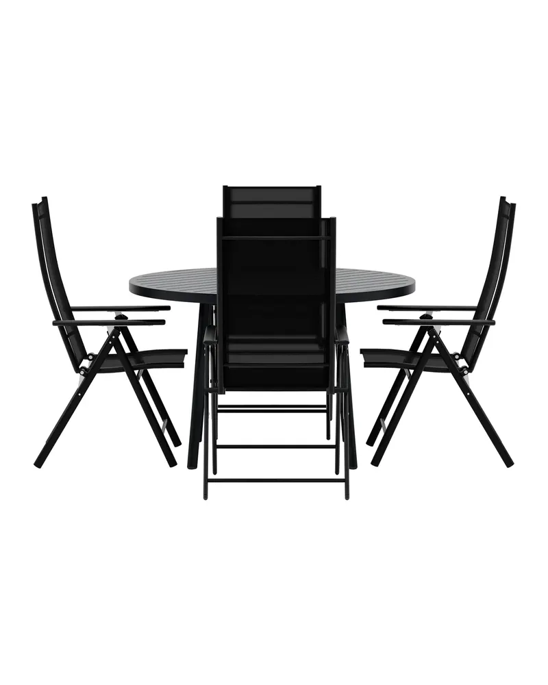 Giardini & Levanzo Gartenmöbel-Set rund mit 4 Klappstühlen in Schwarz, Ansicht 2