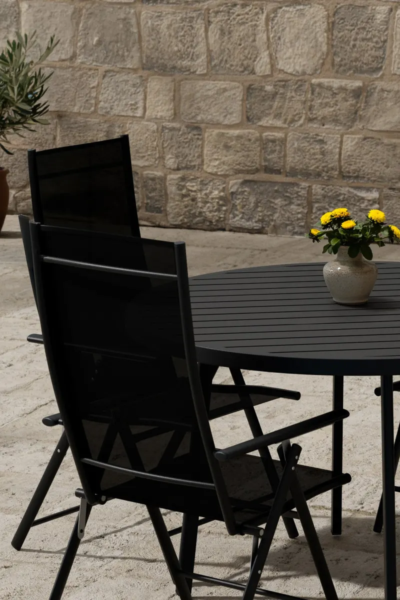 Giardini & Levanzo Gartenmöbel-Set rund mit 4 Klappstühlen in Schwarz, im Wohnraum, Ansicht 2