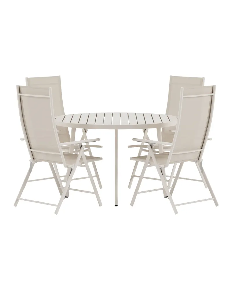 Giardini & Levanzo Gartenmöbel-Set rund Ø 120 cm, 4 Klappstühle, Beige