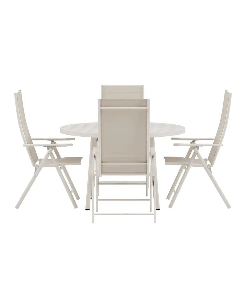 Giardini & Levanzo Gartenmöbel-Set rund mit 4 Klappstühlen in Beige, Ansicht 2