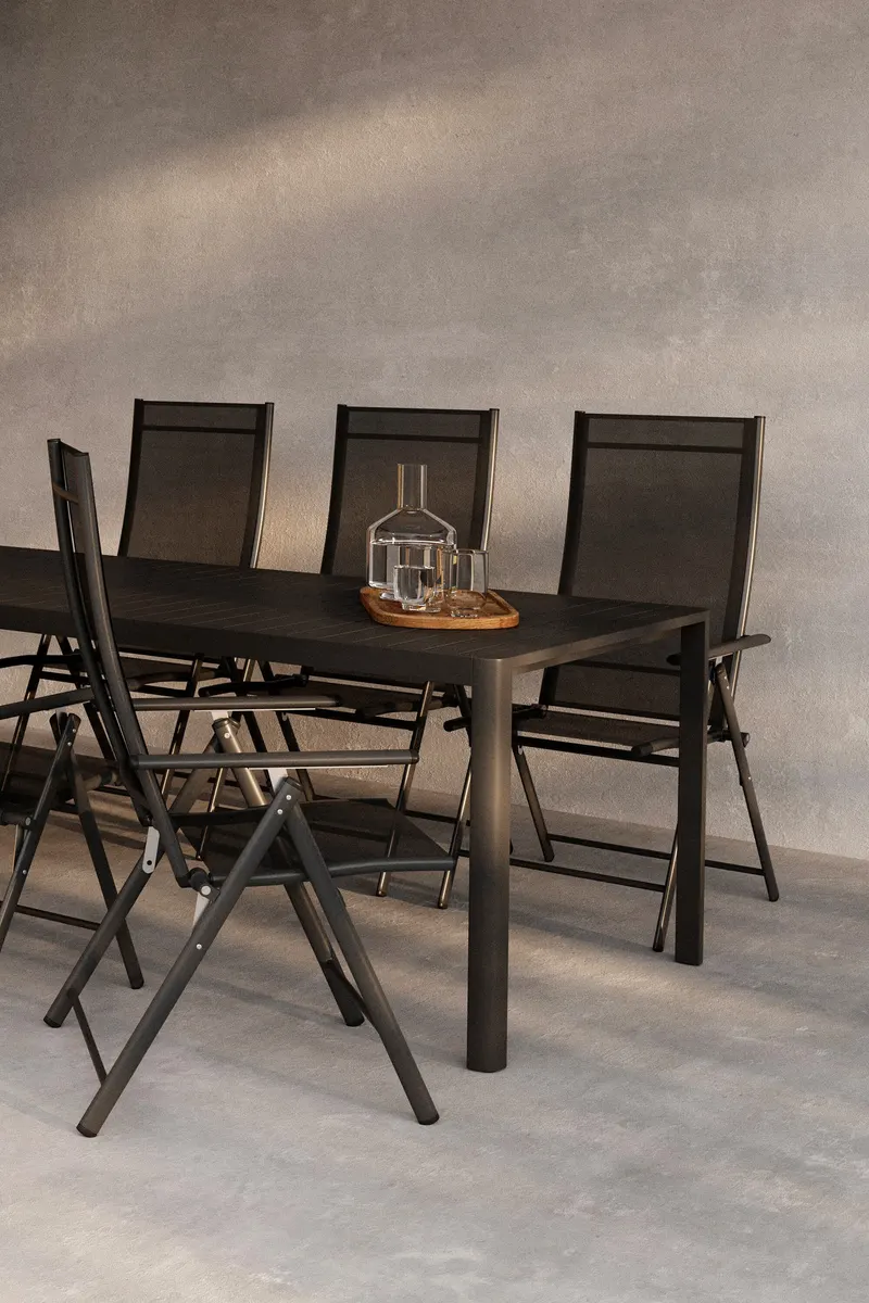 Giardini & Levanzo Gartenmöbel-Set mit 6 Klappstühlen in Schwarz, im Wohnraum, Ansicht 2