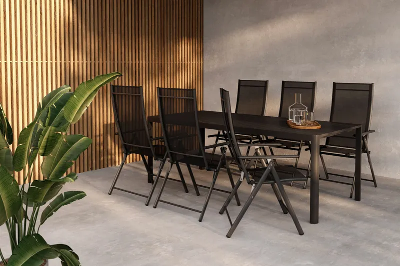 Giardini & Levanzo Gartenmöbel-Set mit 6 Klappstühlen in Schwarz, im Wohnraum, Ansicht 3
